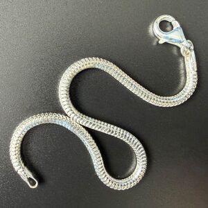 IBB ITALY 925 STERLING SILVER 3MM SNAKE CHAIN BRACELET 7.5" EUC 6.4g Bead Charm